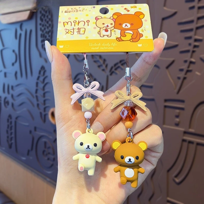 Фото Новый креативный брелок-ремешок для телефона Rilakkuma, стильный брелок для пары, яркий и красивый, для студенческого пенала, для наушников, изысканный кулон №2
