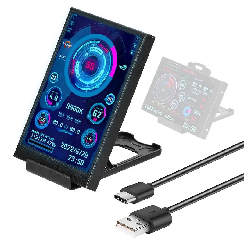 

Hot Computer Monitor For Mini ITX Case 3.5 Inch IPS TYPE-C Secondary Screen CPU GPU RAM HDD Monitoring USB Display Freely AIDA64