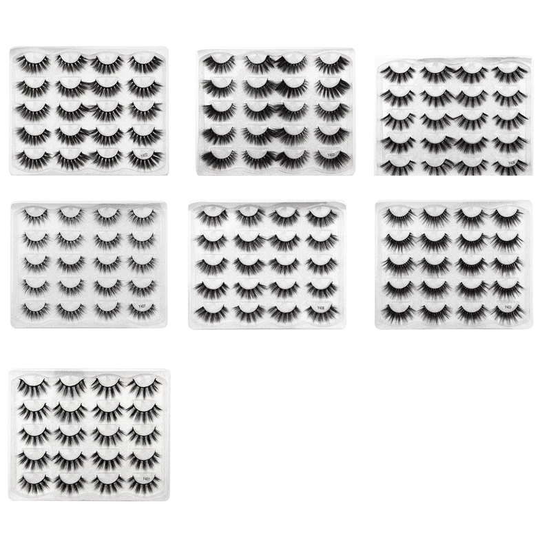 

20PCS Natural False Eyelashes 3D Faux Mink Lashes Pack, Handmade Reusable Eyelashes Soft Fake Eyelashes