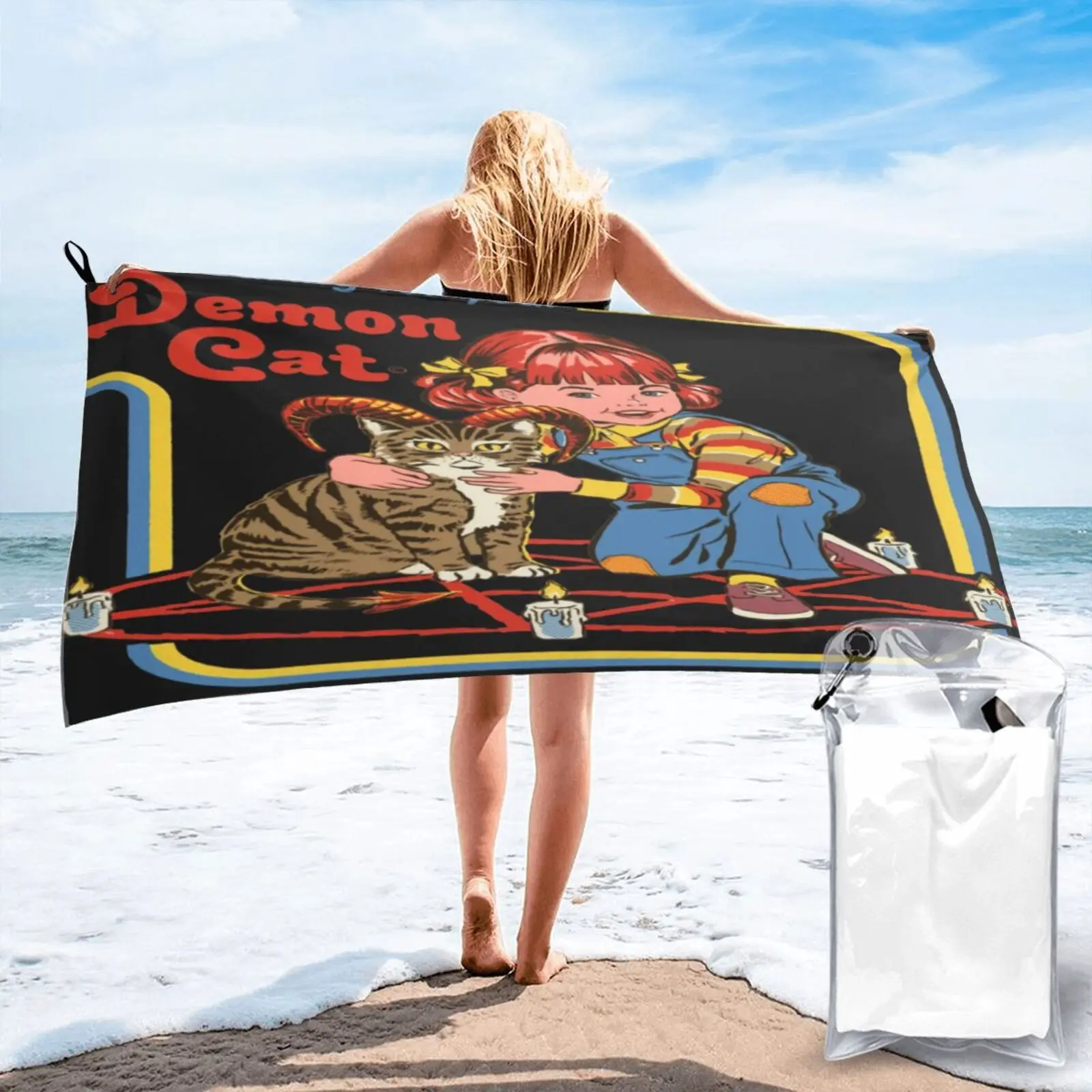 

Caring For Your Demon Cat Lets Beach Towel Kitchen Towels Bath-House Bathroom Accessories Sets Bathrobe Woman Bath Towel Sauna