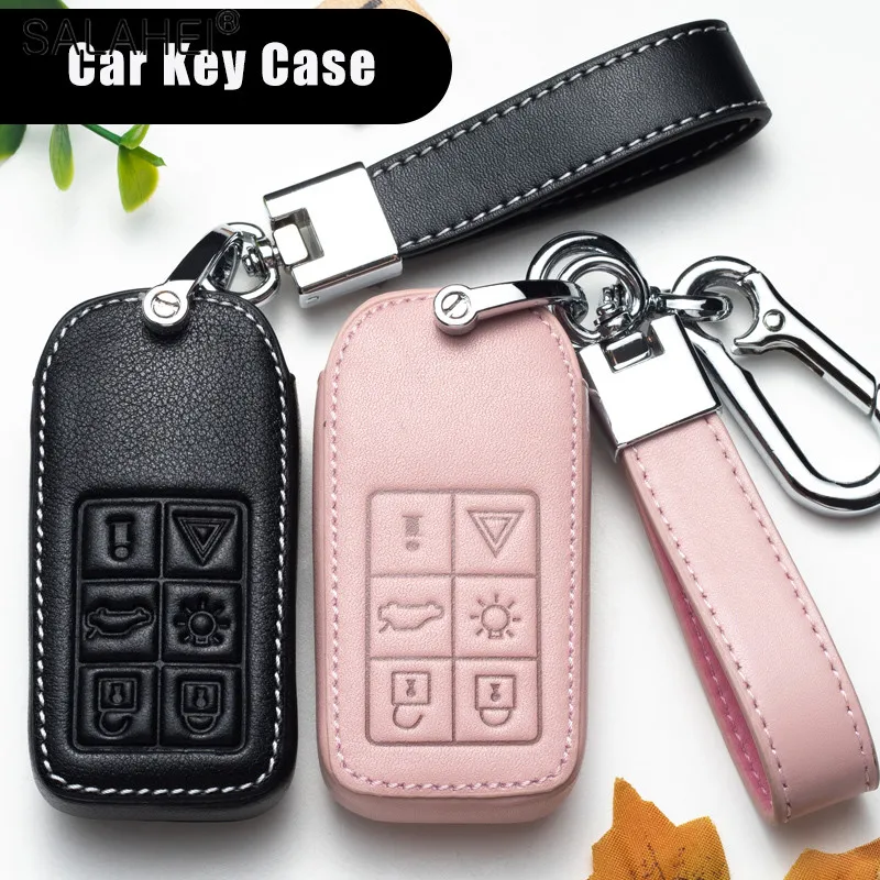 

5 6 Buttons Leather Car Key Case Cover Holder Protection For Volvo S40 S60 S80 XC70 XC90 V60 XC60 S60L S80L V40 V70 Accessories