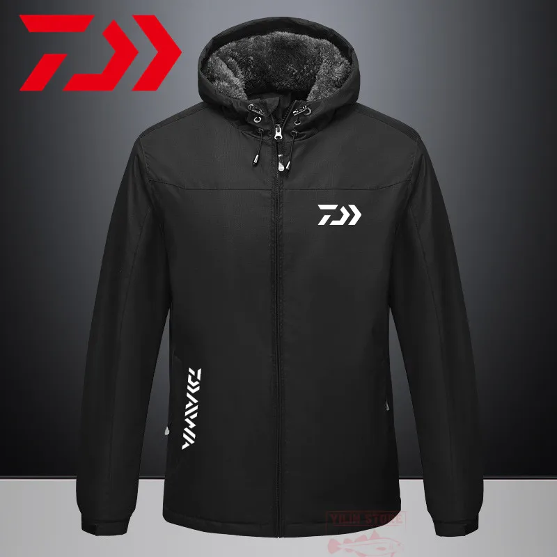 

Daiwa Fishing Clothes Men's Winter Plus Velvet Thickening Outdoor Windproof Waterproof Camping Fishing Long Sleeve Hooded Jacket