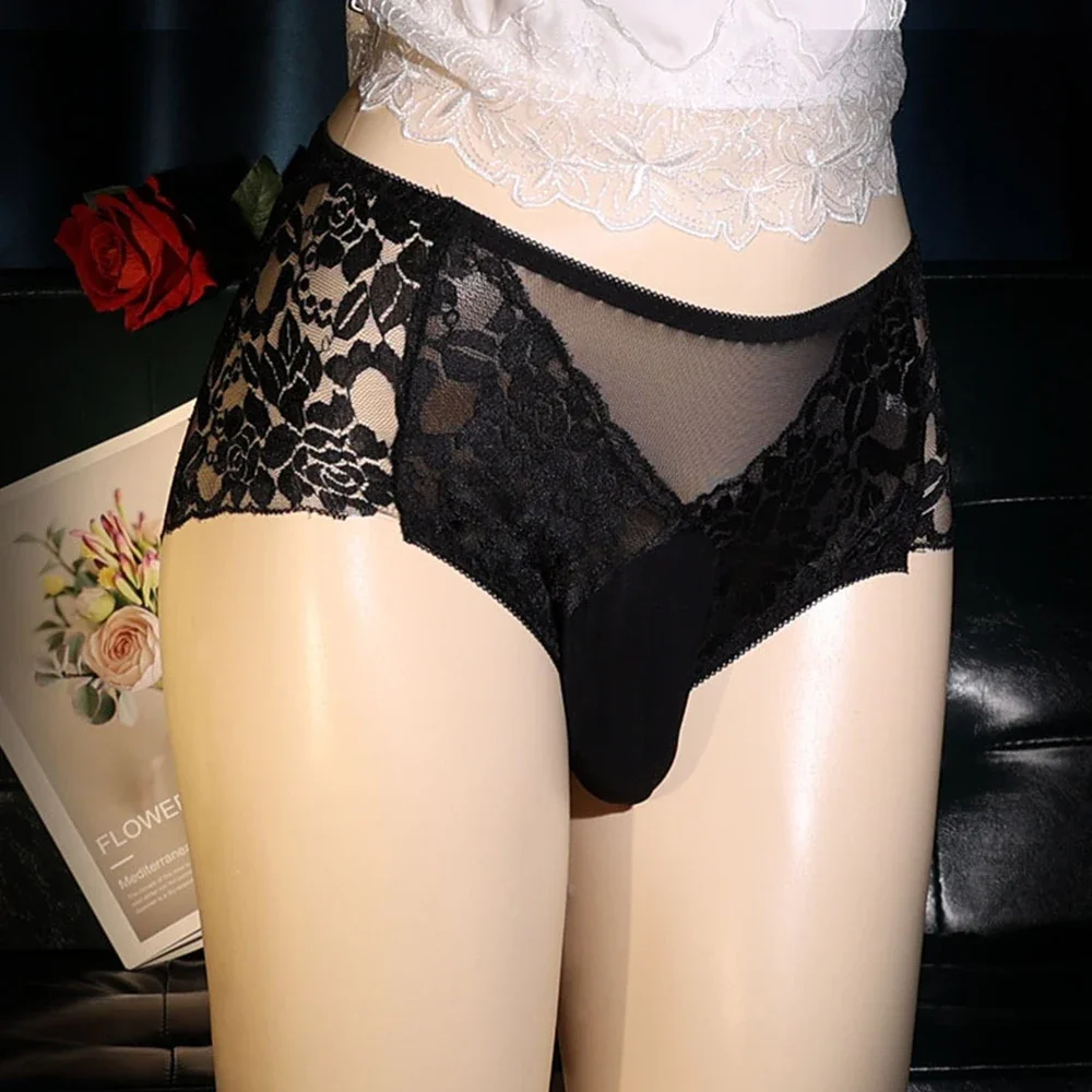 Сексуальное Кружевное Прозрачное нижнее белье для мужчин трусы-боксеры с