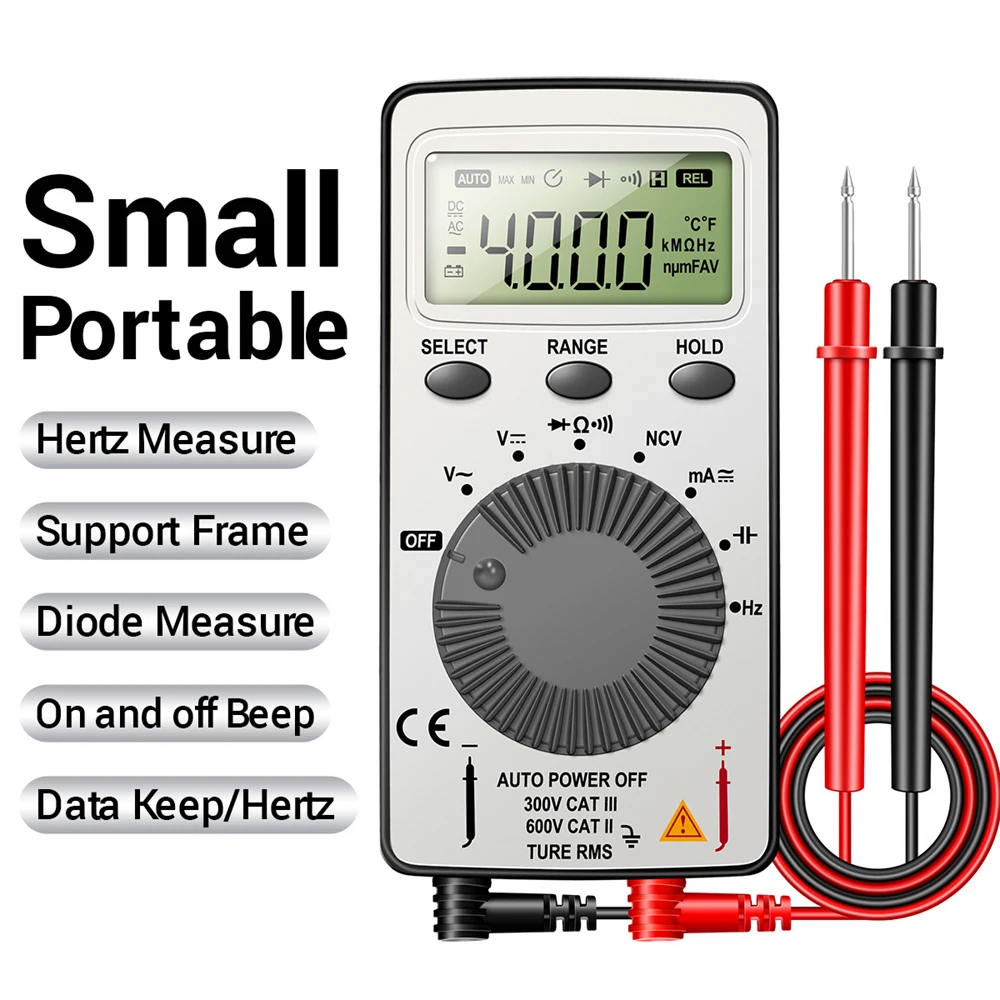 

ANENG AN101 Mini Digital Multimeter Multimetro Tester DC/AC Voltage Current Lcr Meter Pocket Professional Testers with Test Lead