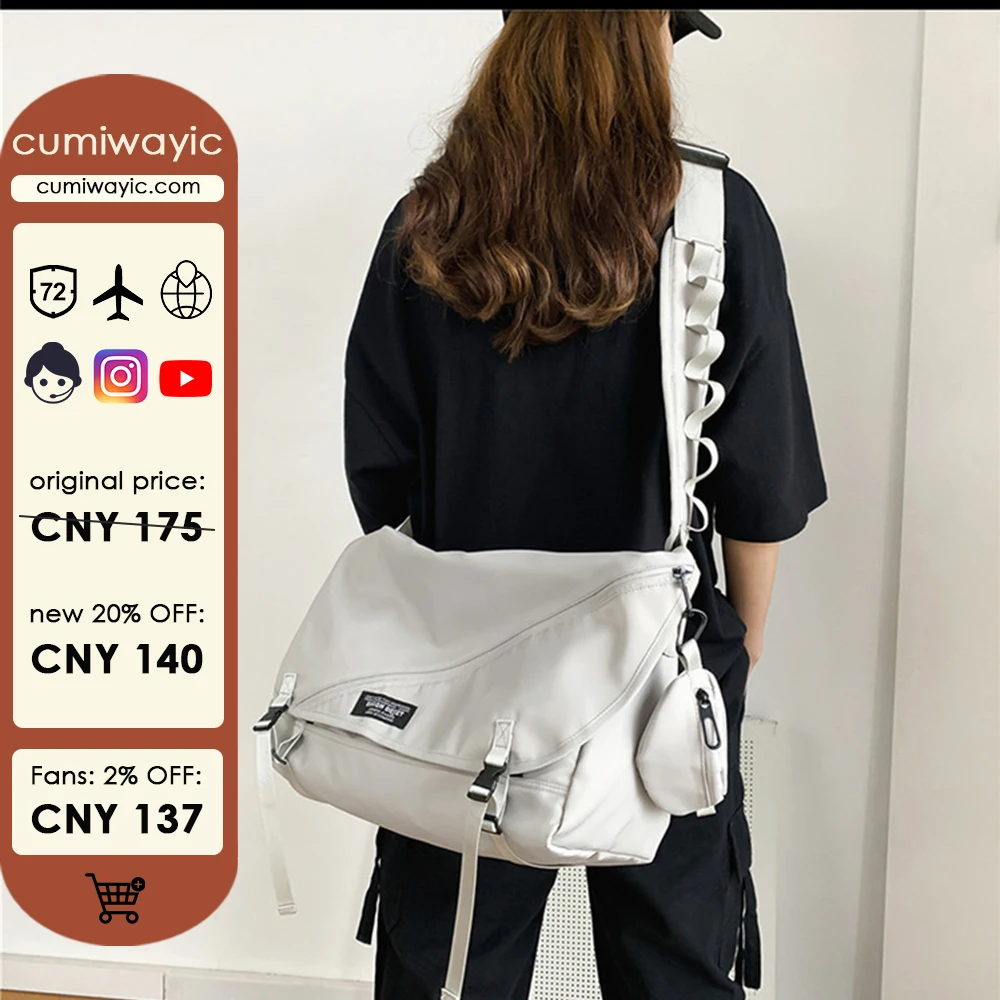 

Нейлоновые сумки cumiwayic, сумка на плечо, большие сумки через плечо для девочек и мужчин-подростков, сумка-мессенджер в стиле Харадзюку, студенческие школьные сумки