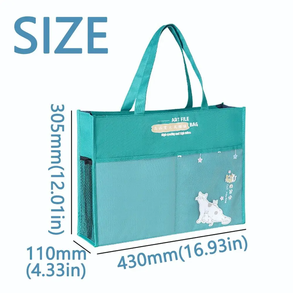 Durable A3 Zipper Pouch Bag Large-capacity Creative Document Book with Handle Waterproof Multi-layer File Organizer School