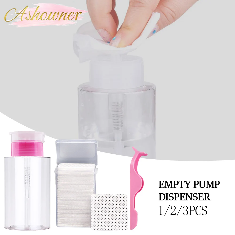 100/150/200мл Пустой насосный дозатор, перезаправляемые пластиковые бутылки для средства для снятия лака для ногтей и очистителя, флакон для макияжа и маникюрного инструмента