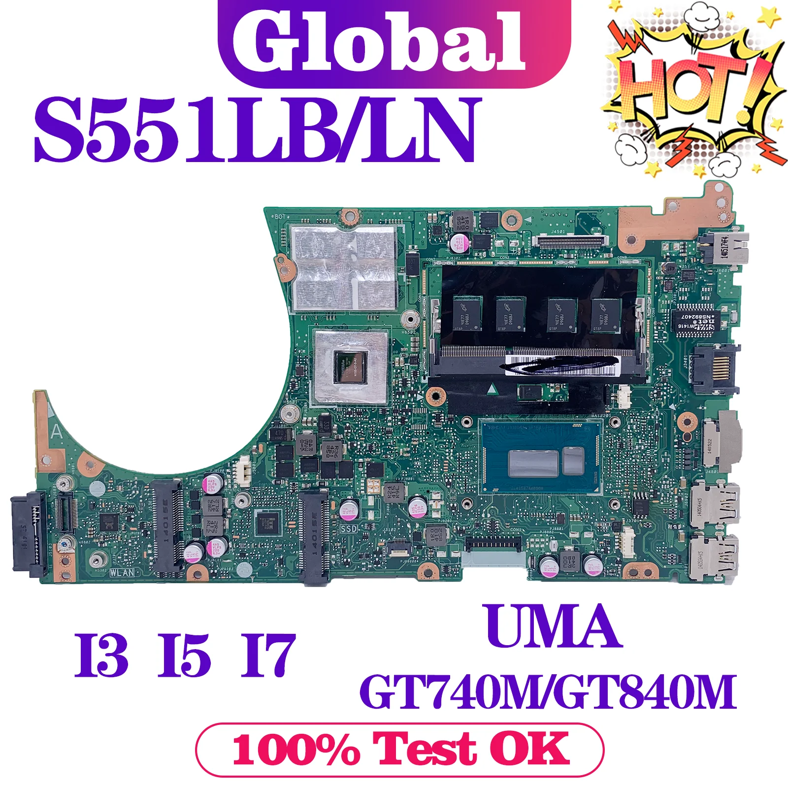 Материнская плата KEFU для ноутбука S551LN ASUS S551L S551LB R553L S551LA 0 I3 I5 I7 4 ГБ/RAM UMA/GT740M/GT840M -