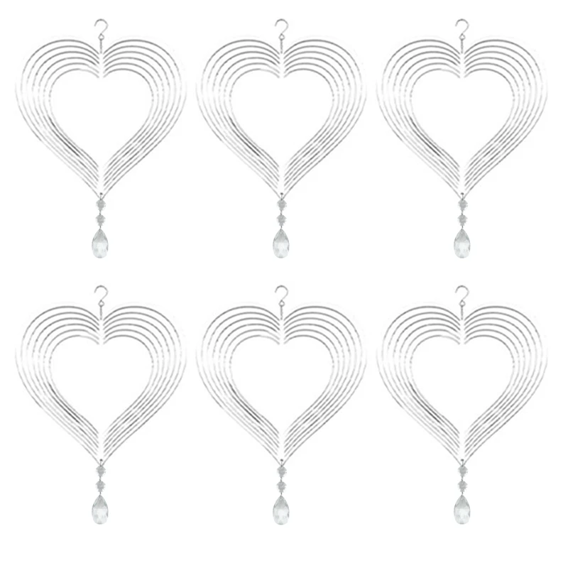 

6Pcs Sublimation Wind Spinner Blanks 3D Wind Spinners For Outdoor Garden Decoration Heart 8Inch