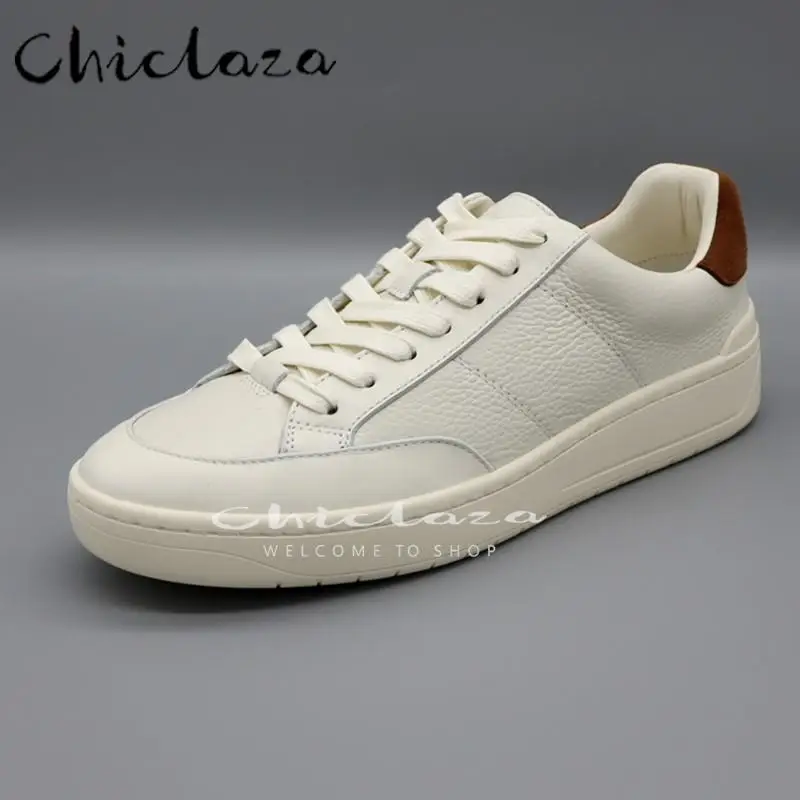 

CHICLAZA Women 2022 Spring Summer Fashion Genuine Leather Splice Sneakers Female Casual Simple Wild Flats Shoes Ladies