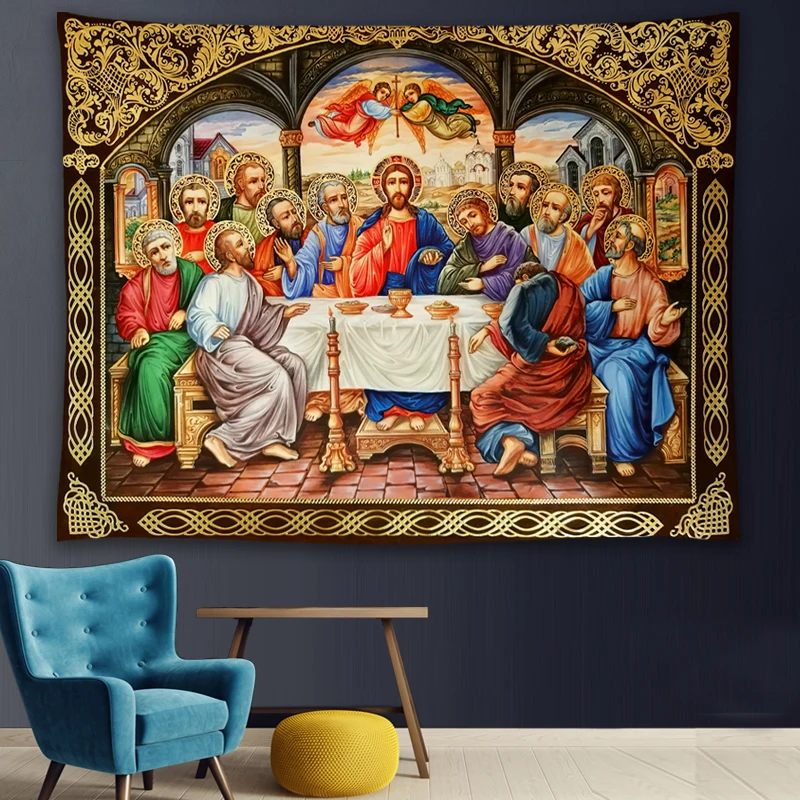 

The Last Supper Wall Tapestry Christmas Jesus Easter Wall Hanging Room Decor Christ Home Decoration Large Fabric Vintage