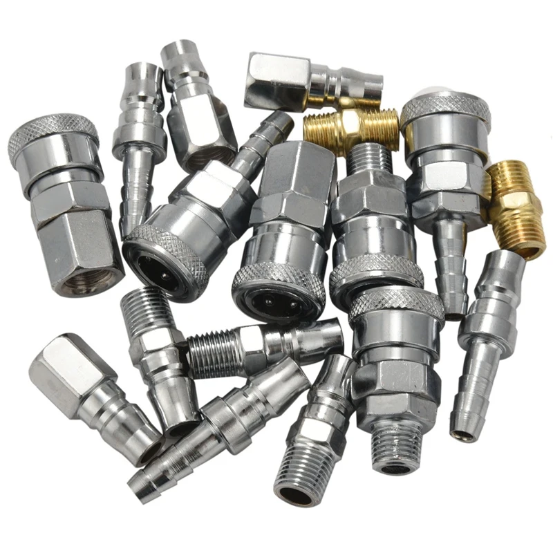 

17PC Air Line Hose Fittings 1/4 Inch Bsp Compressor Air Thread Hose Connector Fittings Male Female Connector Quick Release Set