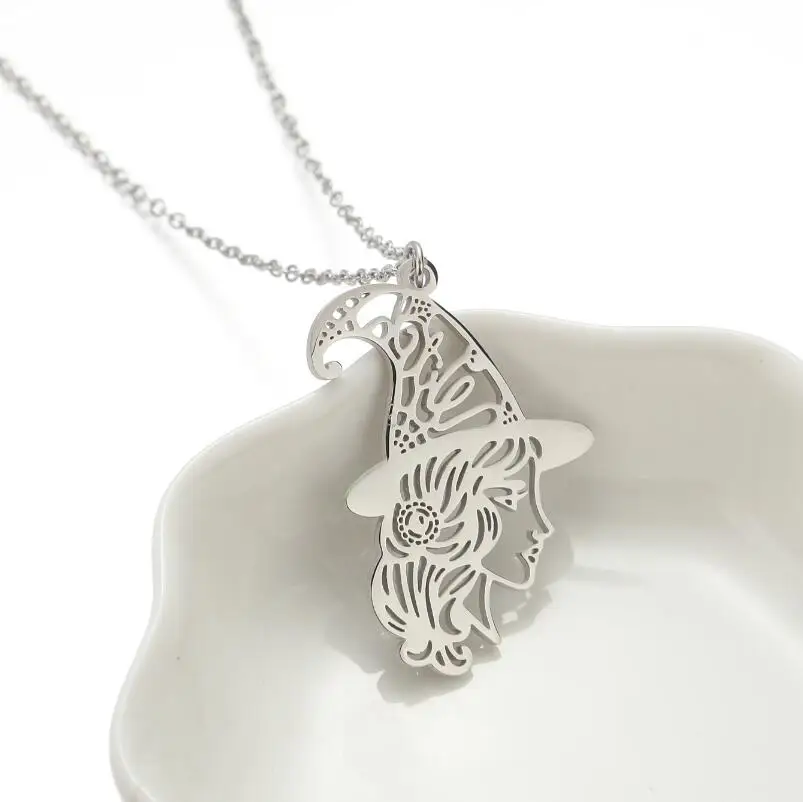 Шуангшо Стальное ожерелье-подвеска Хэллоуинской ведьмы из нержавеющей стали для женщин Готика Паганский оберег Викканские украшения.