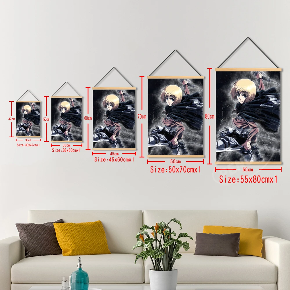 Холст Аниме модульный атака на Титанов деревянные подвесные принты живопись