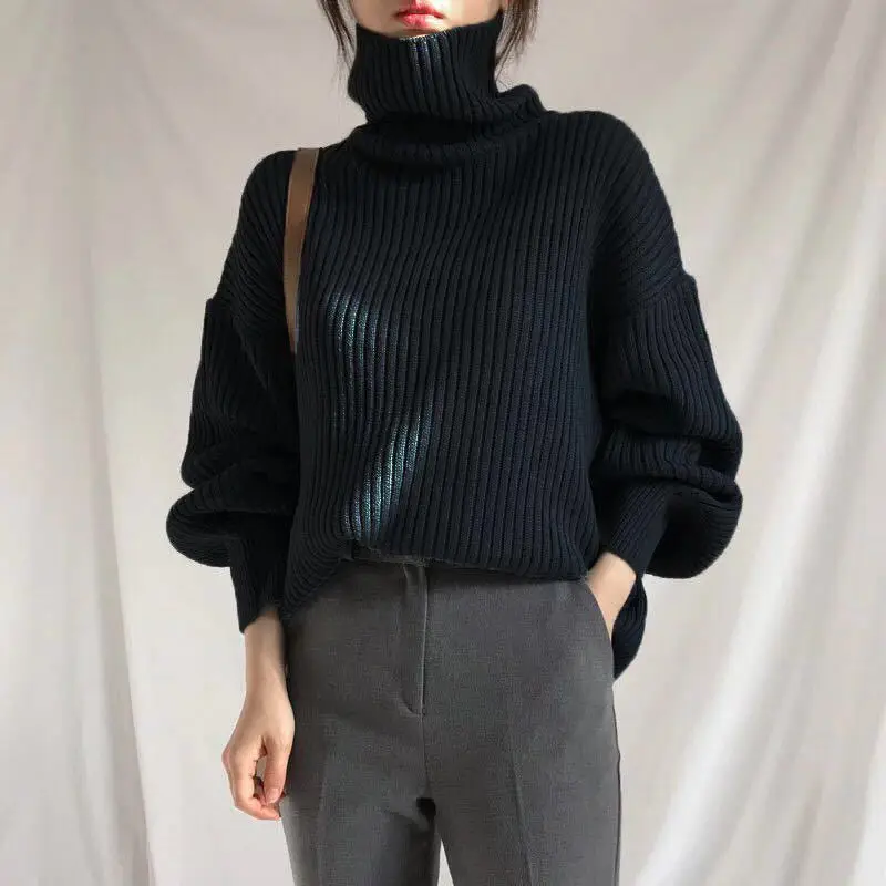 

Women Turtleneck 2021 Winter Women Sweaters And Pullovers Knit Long Sleeve Cashmere Sweater GRAY22