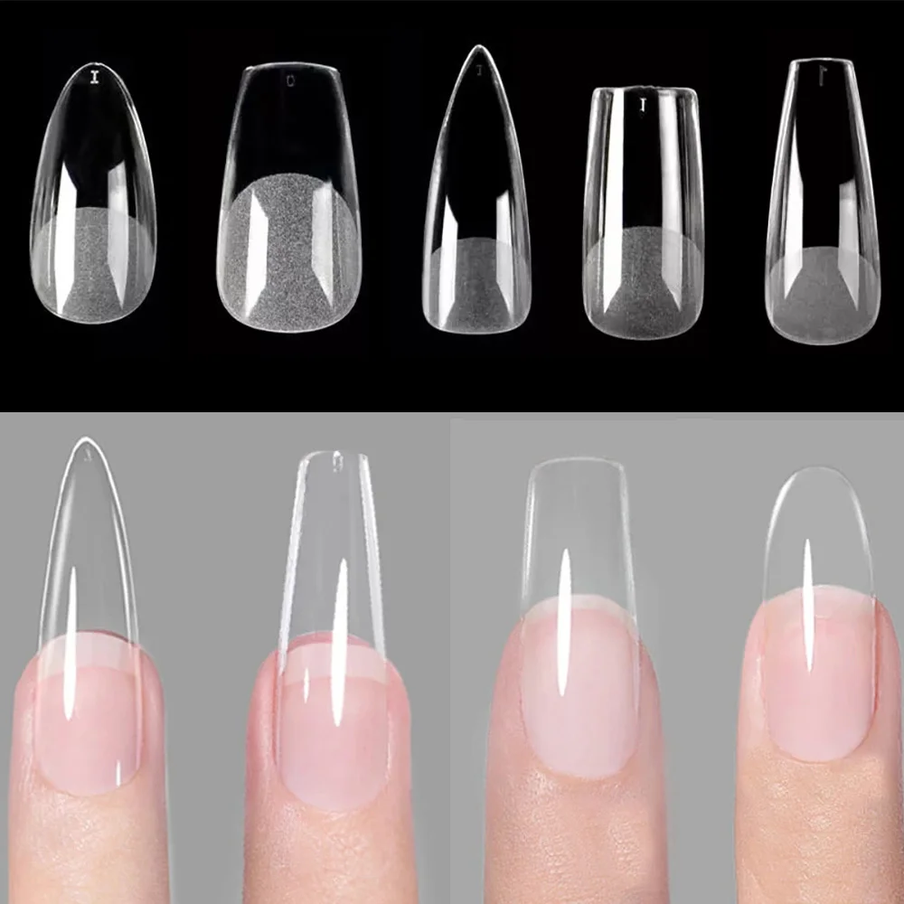 

240pcs/Bag Press on Nails Coffin Nail Tips Clear Full Cover Fake Nail Artificial Press on Long Ballerina