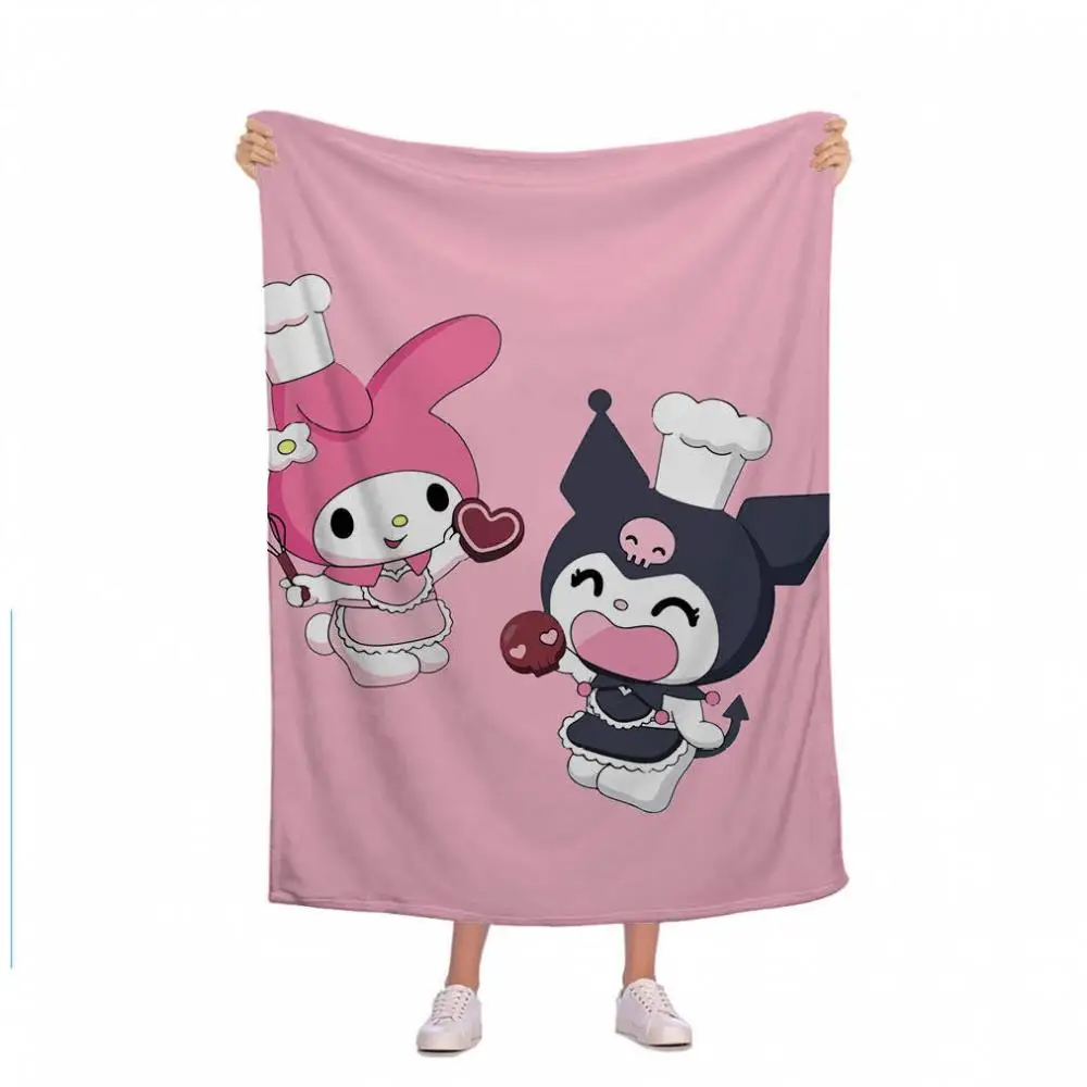 

Sanrio Kuromi Plush Blanket Kawaii Cartoon Anime Pochacco Plush Kawaii Onpompurin Fashion Soft Warm Nap Blankets Winter Gift Toy