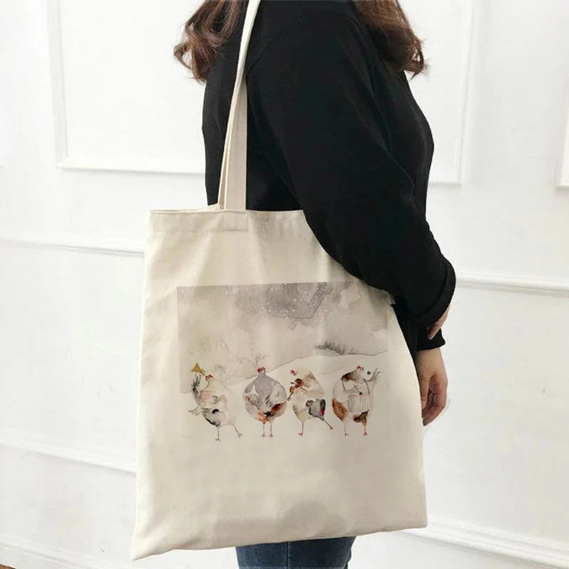 

2022 Fashion Versatile Cute Animal Print Canvas Ladies Bag Casual Cheap Large Capacity Shoulder Bag Shopping Fashion Harajuku Pr