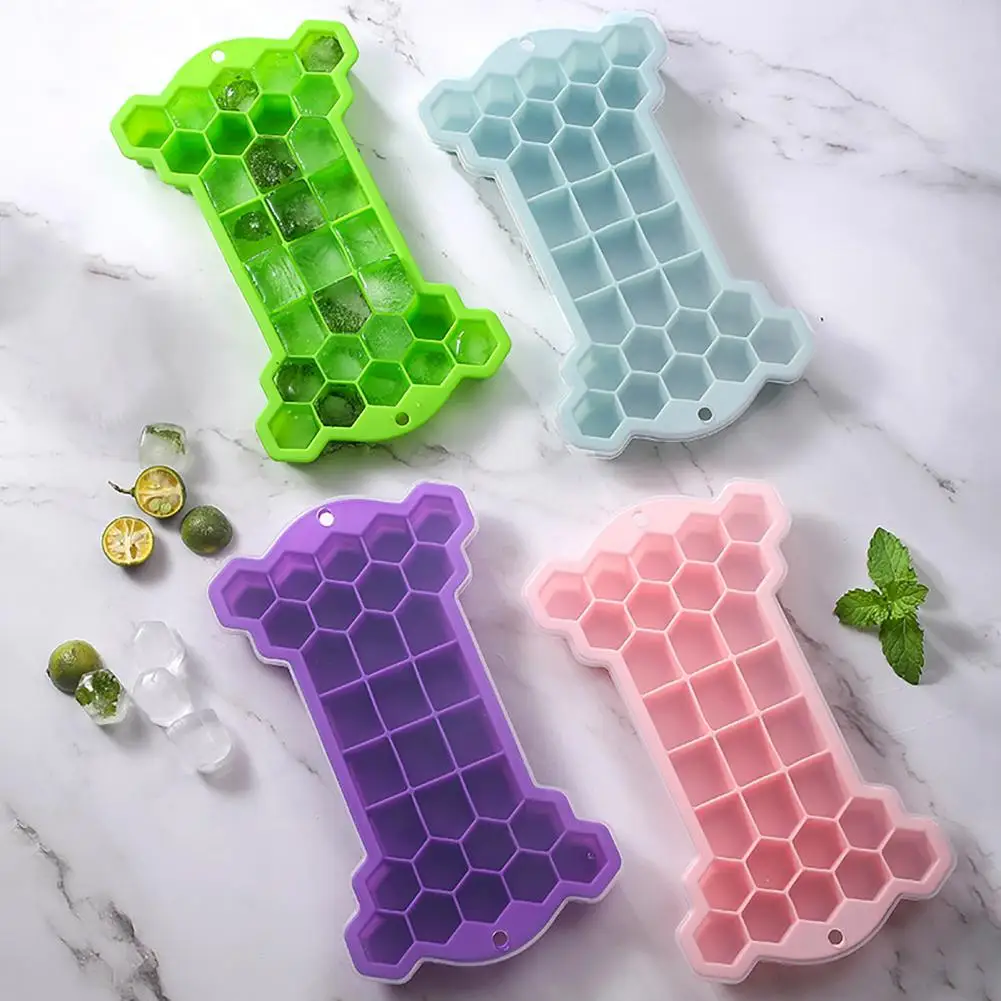 

Safe Handiwork Convenient 30 Grids Honeycomb Shape Food Grade Silicone DIY Ice Cube Plate Ice Cube Mold for Kitchen