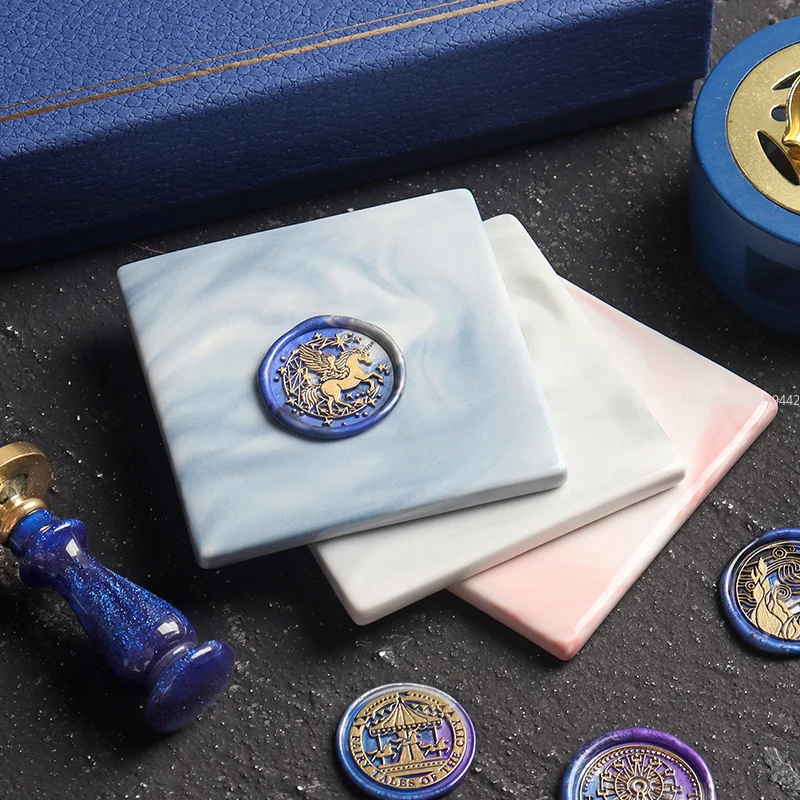 Fire Lacquer Seal Pad Stamping Practice Demoulding Tool Marbled Ceramic Agate Stone Wax Invitation Card