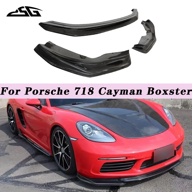 Передний диффузор для губ из углеродного волокна Porsche 718 Cayman Boxster 2016-2019 нижняя