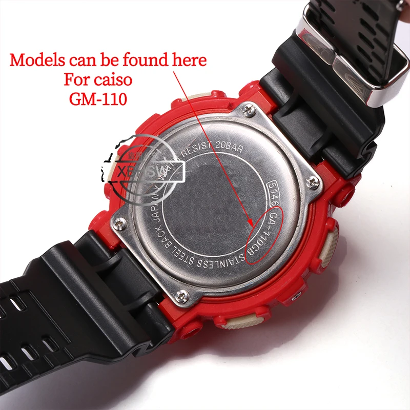 Watch Accessories Suitable for Casio G-shock GM110G gm110 Small Steel Cannon Mens 16mm Resin Strap Waterproof PinBuckle Bracelet