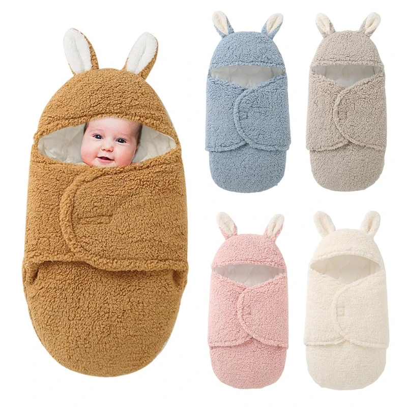 

Baby Sleeping Bag Envelope Newborn Hooded Swaddle Wrap Infants Soft Warm Thicken Lamb Fleece Sleepsack