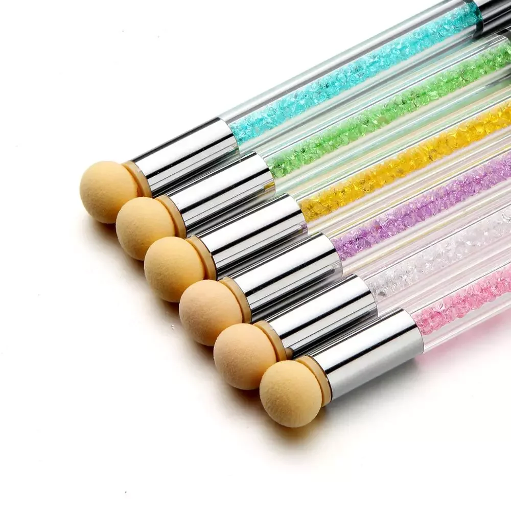 

2023NEW Pcs Double-ended Gradient Shading Pen Acrylic Rhinestone Handle Sponge Head Nail Art Brush For Nails Manicure Painting T