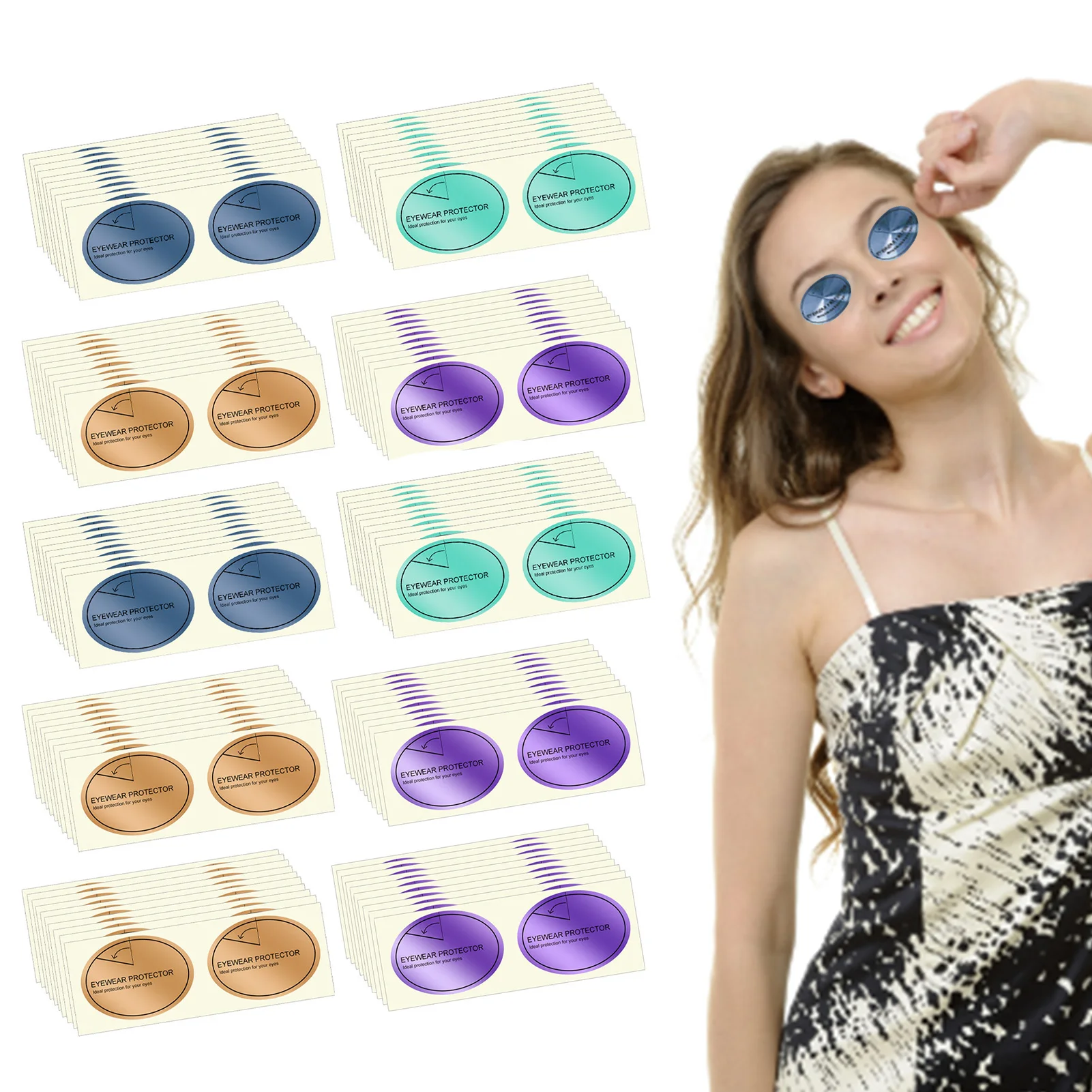 

100 пар очков для загара, Одноразовые наклейки для защиты глаз