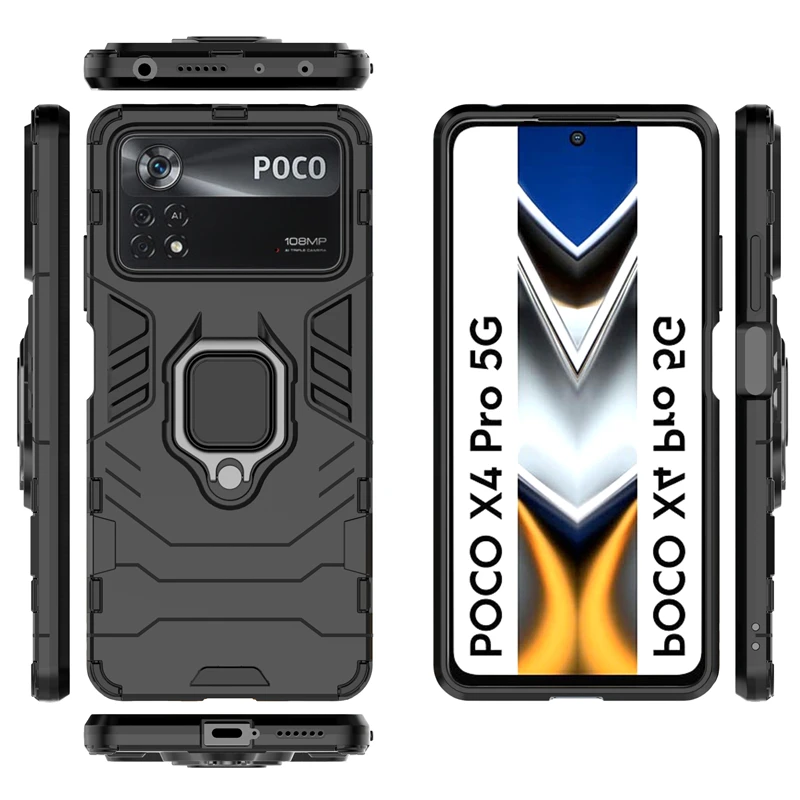 For Xiaomi Poco X4 Pro 5G Case Bumper Armor Magnetic Suction Stand Full Cover For Poco X4 Pro 5G Case For Poco X4 Pro 5G Case