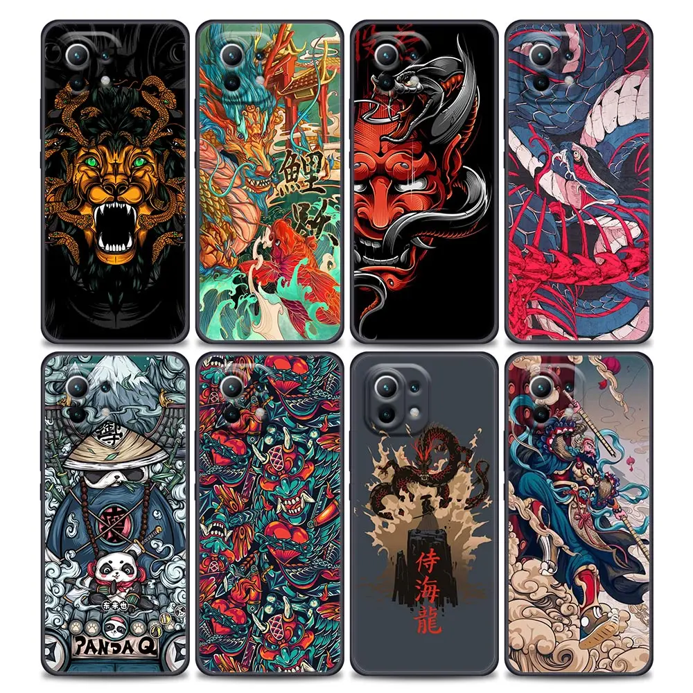 

Japanese Samurai Art Phone Case For Xiaomi Mi 11 11T 11X Pro Lite NE 12 POCO X3 F3 M3 M4 NFC Pro Soft Thin Cover funda