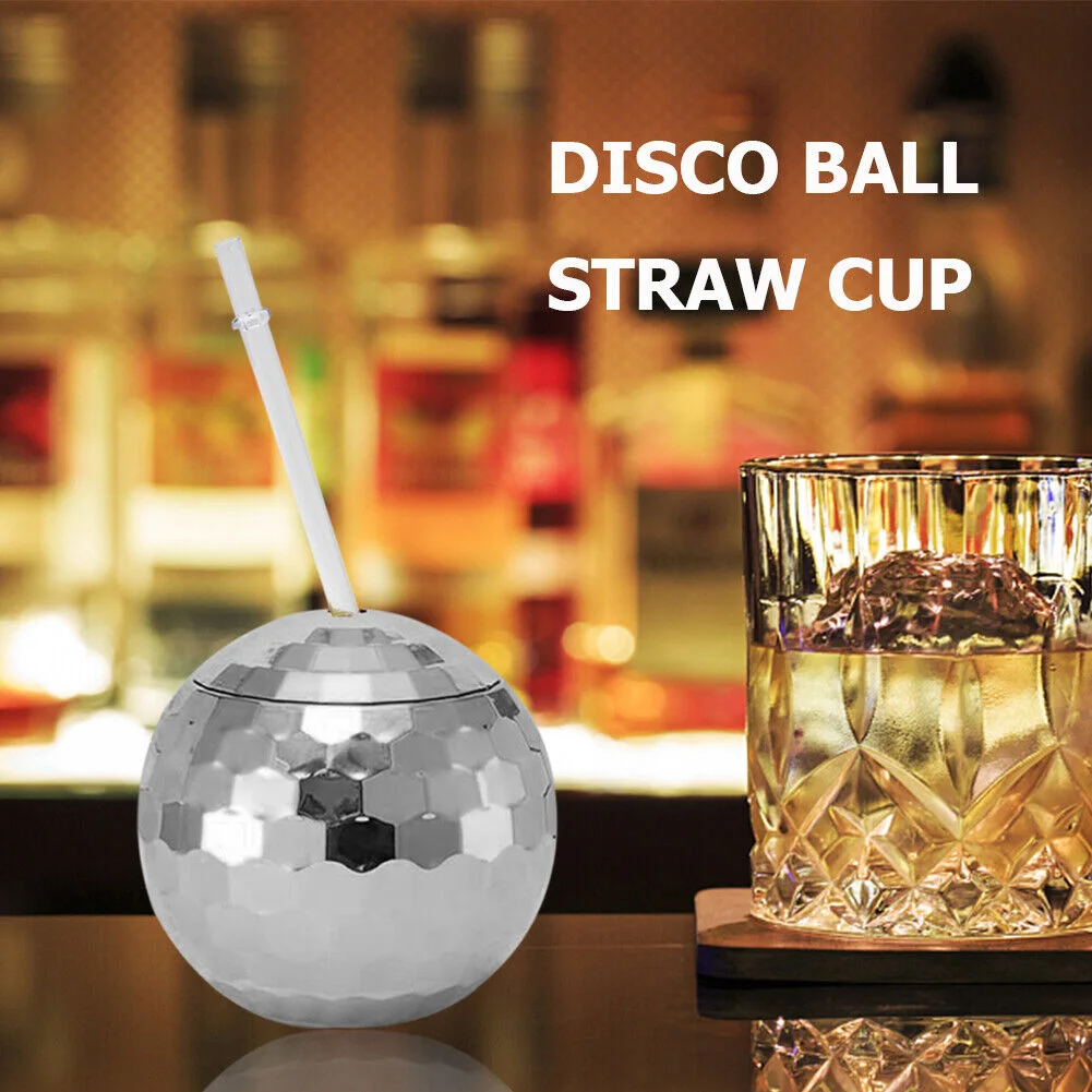 

1/3pcs Disco Ball Cup Drink Cups With Lid And Straw 600ml Cocktail Glass For Nightclub Bar Party Wine Drink Goblet Decor