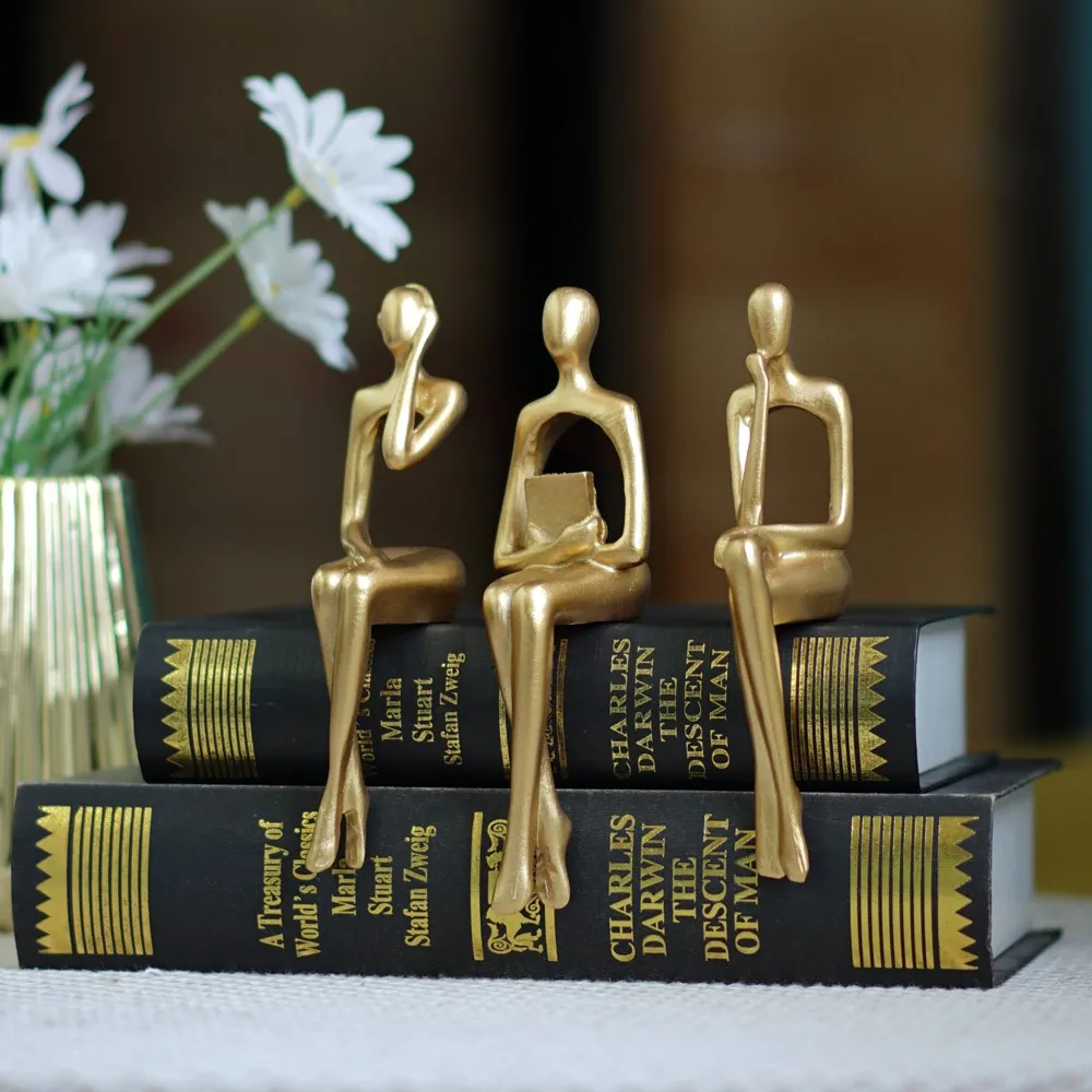 

Набор из 3 абстрактных фигурок Vilead, скандинавский мыслитель, современное искусство, скульптура, офисный стол, книжная полка, украшение, аксессуары, домашний бар