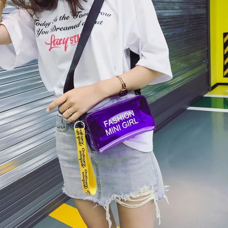 Модная Желейная Сумка Через Плечо Квадратного Дизайна С Текстом И Графическим