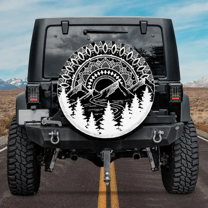 

Mandala Mountain Spare Tire Cover For Car - Car Accessories, Custom Spare Tire Covers Your Own Personalized Design