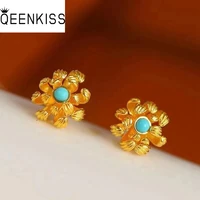 qeenkiss eg5179 fine jewelry wholesale fashion woman bride girl party birthday wedding gift vintage flower 24ktgold studearrings