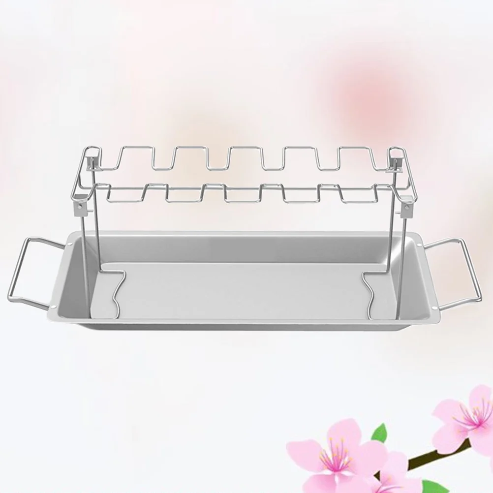 

Stainless Steel Chicken Grill Roast Chicken Tray Barbecue Drying Rack(Silver)