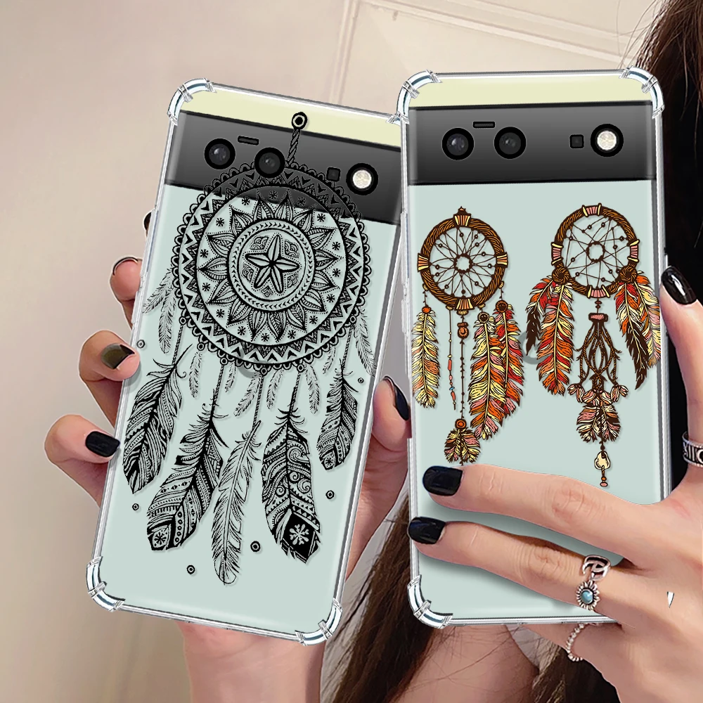 

Dream Catcher Phone Case for Google Pixel 7a 7 Pro Luxury Transparent Cover for Pixel 6a 6 6Pro Shockproof Soft Silicone Capinha