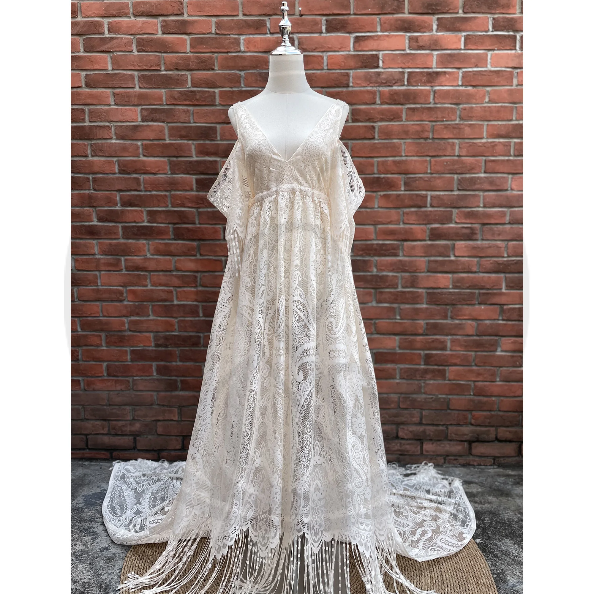 Don&Judy Drop Slip Lace Maternity Dresses for Photo Shoot Pregnant Woman Photography V-neck Gown Baby Shower Clothing Maxi Robe enlarge