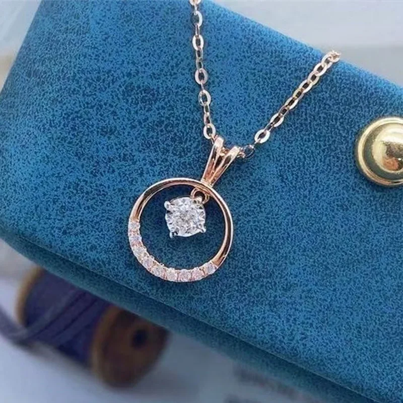 

Dainty Small Circle Pendant Necklace with Shiny CZ Fashion Wedding Accessories for Women High Quality Versatile Necklaces