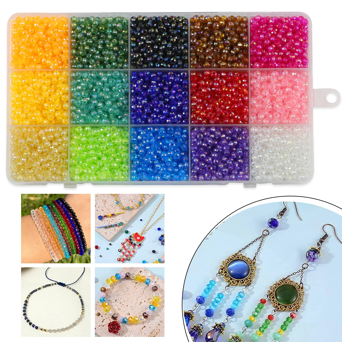 Набор акриловых бусин в коробке многоцветный граненый CCB Spacer Loose Beads For Jewelry DIY Bracelet