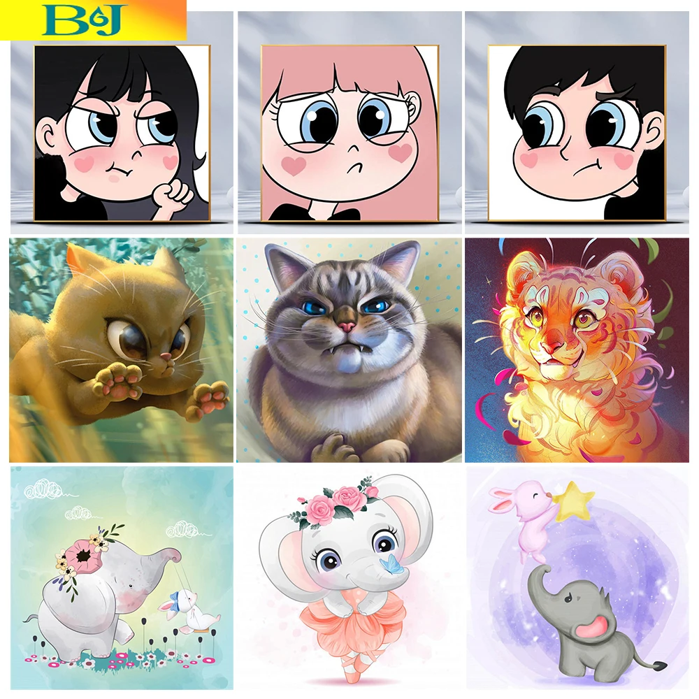 

Мультяшное животное, кот 5D, бриллиантовая мозаика, милая девушка, картина, вышивка, домашний декор, подарок для детей