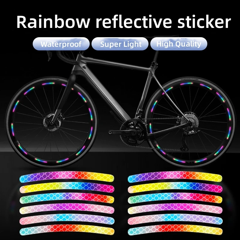

20Pcs/Set Rainbow Reflective Sticker for Bike Wheels Laser Night Glow Sticker for Car Motocycle Night Safety Warning Stickers