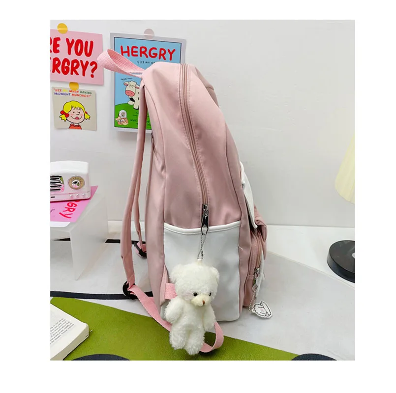 Teenagers Girls Lightweight Waterproof Nylon School Bags 2022 Children Kawaii Bowknot Large Capacity New Fashion Backpacks