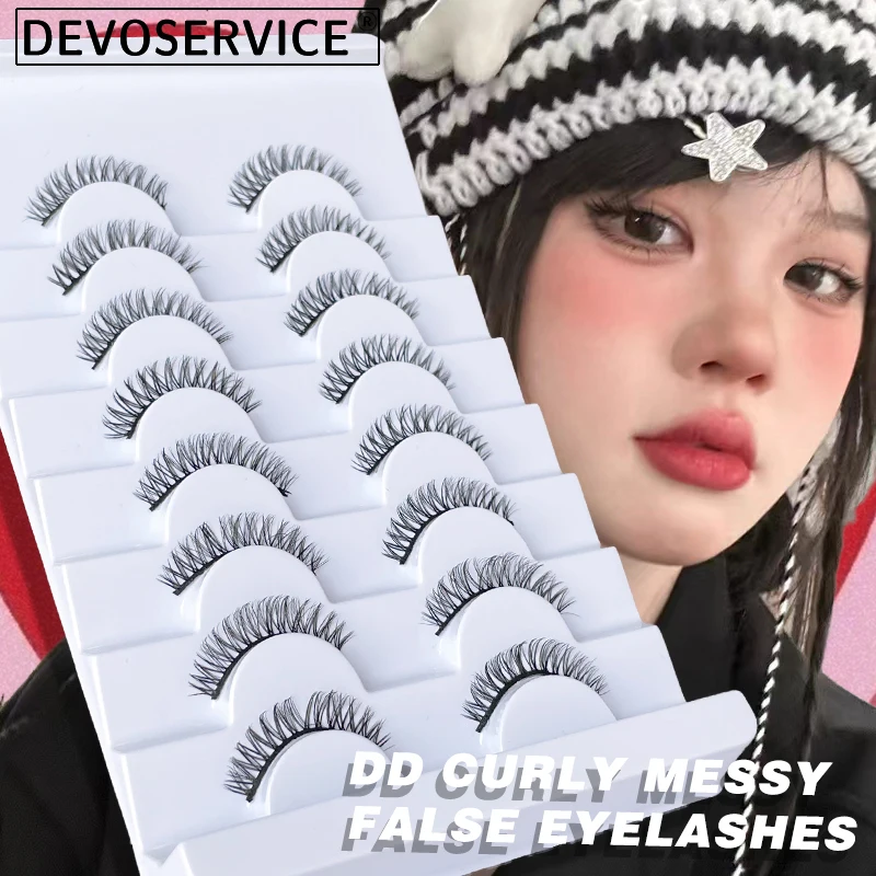 

DEVOSERVICE Lashes 8 Pairs DD Curl Russian Strips Lashes 3D Faux Mink Eyelash Thick Natural False Eyelashes Extension Maquiagem