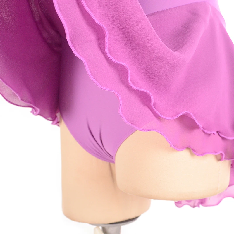 The Factory Directly Supplies Figure Skating Purple Dress Girls Mid-Sleeve Skirt Spandex Dance Costume