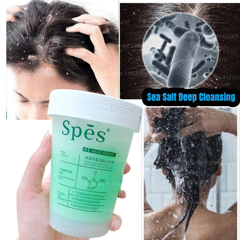 

280ml Spes Sea Salt Shampoo Scalp Scrub Shampoo Oil Control Anti-Dandruff Anti-Itching Shampoo Fluffy Soothes Scalp