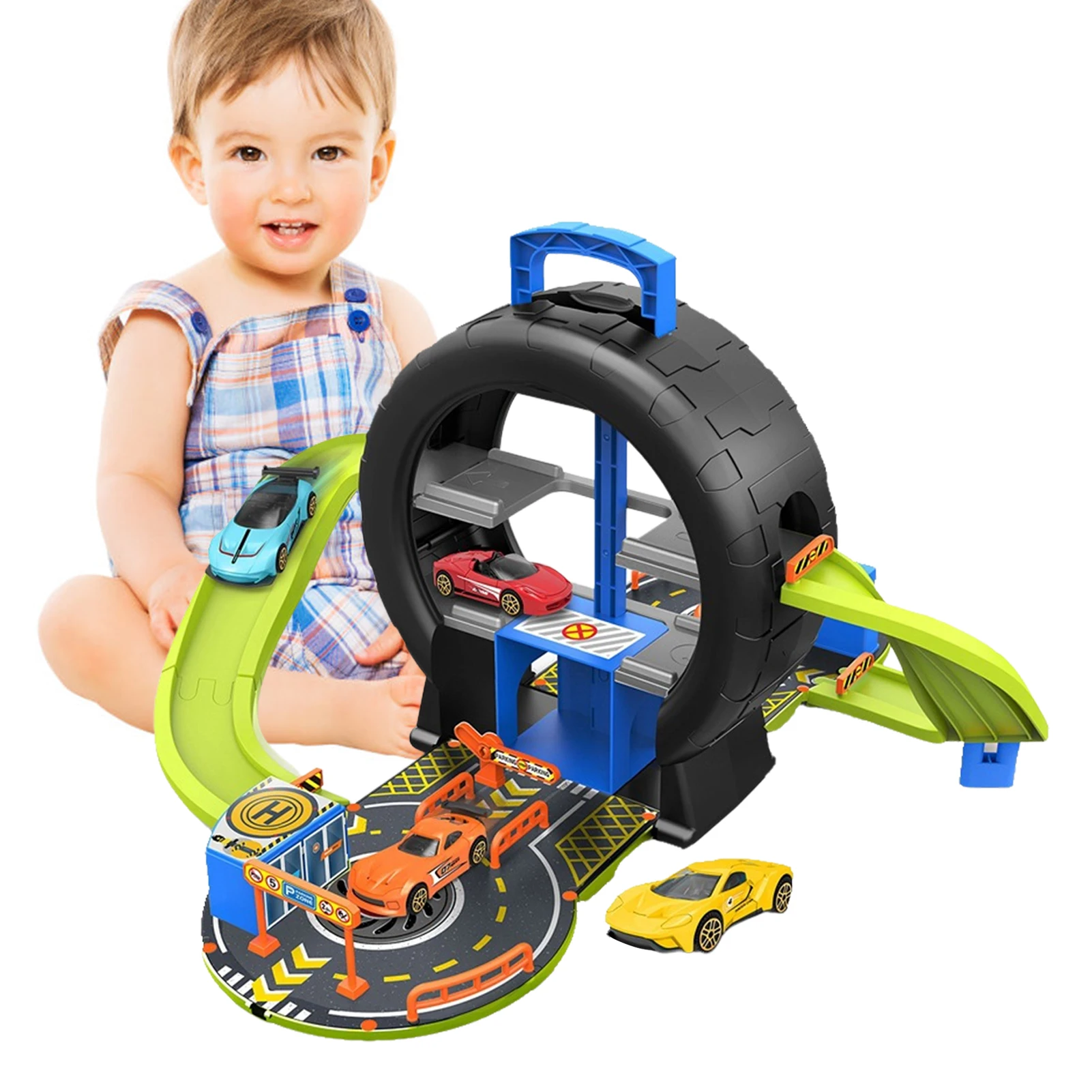 

Parking Lot Toy Railway Racing Track Play Set With Rich Accessories Educational DIY Parking Lot Toys Race Track Toys For