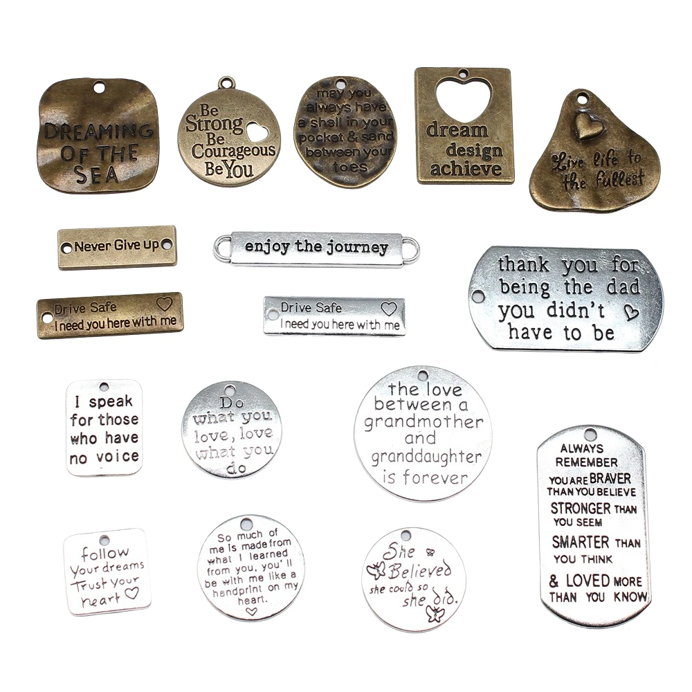 

5 шт., Вера Надежда, никогда не сдавайся, вдохновляйте SentenceCharms для изготовления ювелирных изделий