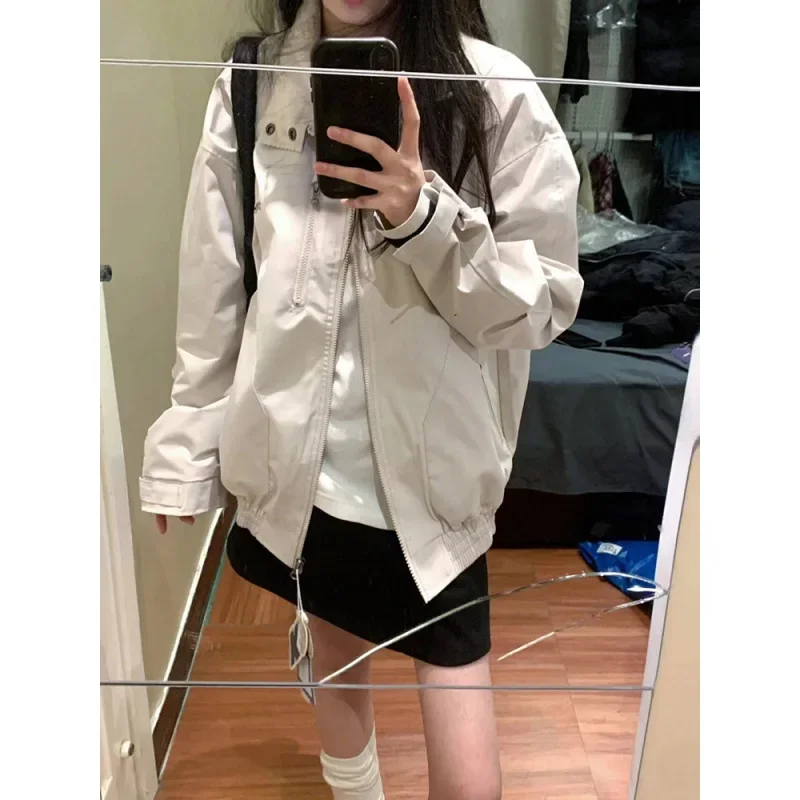 Куртка женская демисезонная свободного покроя стильный Повседневный винтажный